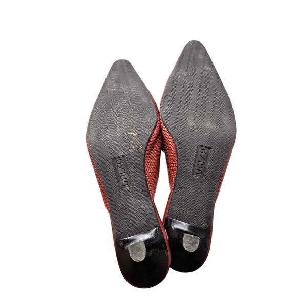 Vintage Y2K Unisa 8.5 Brown Leather Pointed Toe Kitten Heel Mule Minimalist - Picture 3 of 5